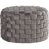 Braided Round 24" Ottoman in Dark Grey Velvet